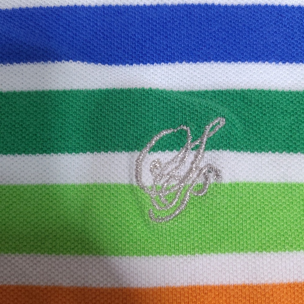 Southpole Polo Shirt Mens Large Colorful Striped‎ Authentic Collection Cotton - Picture 5 of 11